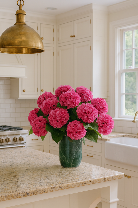 Pink Silk Hydrangea stem 60 cm – Soft Touch, Lifelike & Elegant