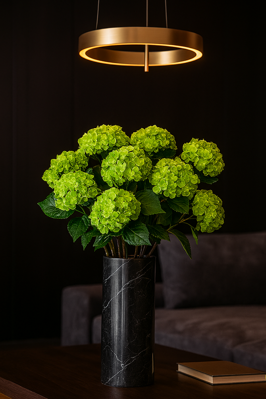 Green Silk Hydrangea stem 60 cm – Soft Touch, Lifelike & Elegant