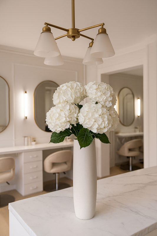 White Silk Hydrangea stem 60 cm – Soft Touch, Lifelike & Elegant