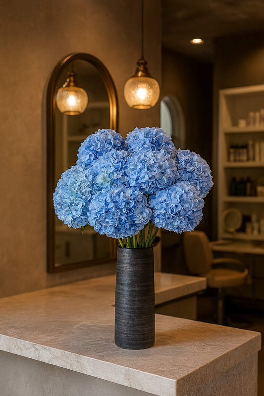 Light Blue Silk Hydrangea stem 60 cm – Soft Touch, Lifelike & Elegant