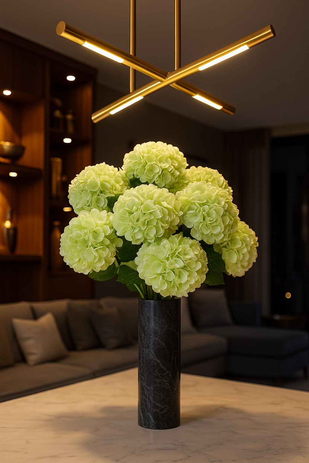 Light Green Silk Hydrangea stem 60 cm – Soft Touch, Lifelike & Elegant