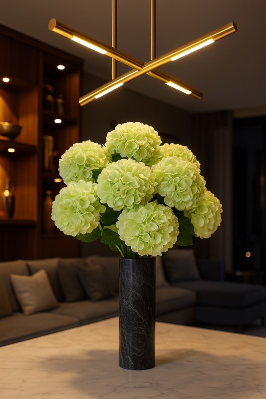 Light Green Silk Hydrangea stem 60 cm – Soft Touch, Lifelike & Elegant