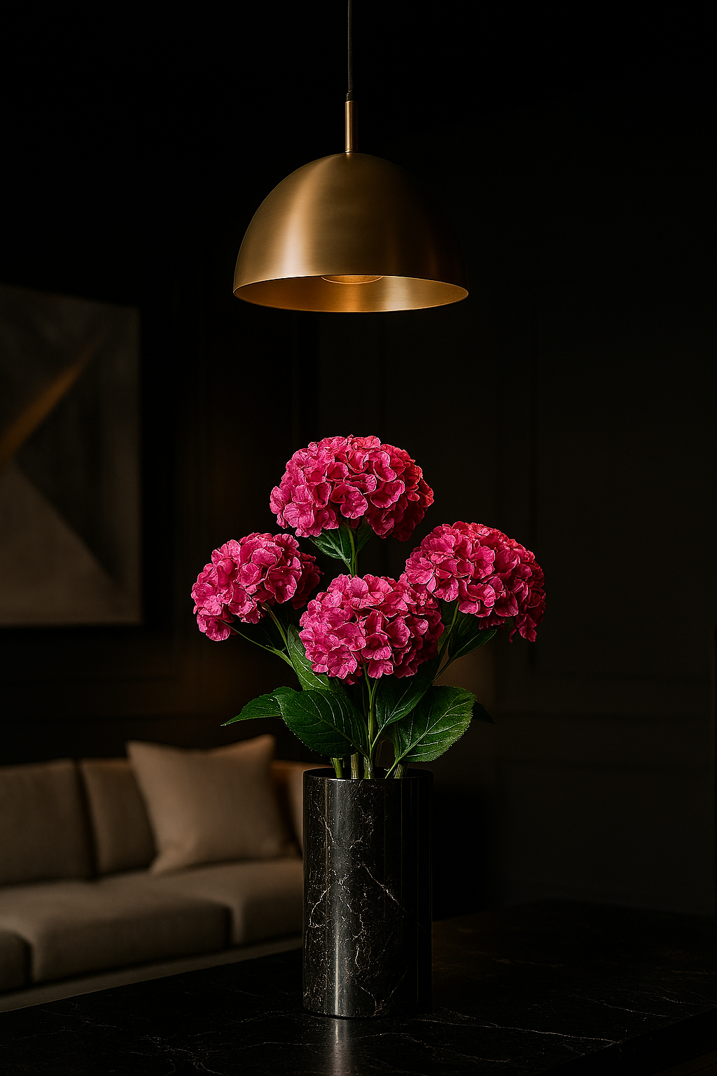 Pink Silk Hydrangea stem 60 cm – Soft Touch, Lifelike & Elegant